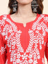 Fizaa Chikankari Long Modal Kurta Set - RED